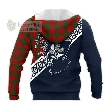 MacQuarrie (McQuarrie) Tartan Knitted Hoodie Featuring Thistle and Scotland Map