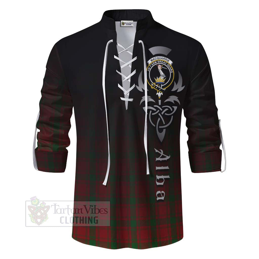 Tartan Vibes Clothing MacQuarrie (McQuarrie) Tartan Ghillie Kilt Shirt Featuring Alba Gu Brath Family Crest Celtic Inspired