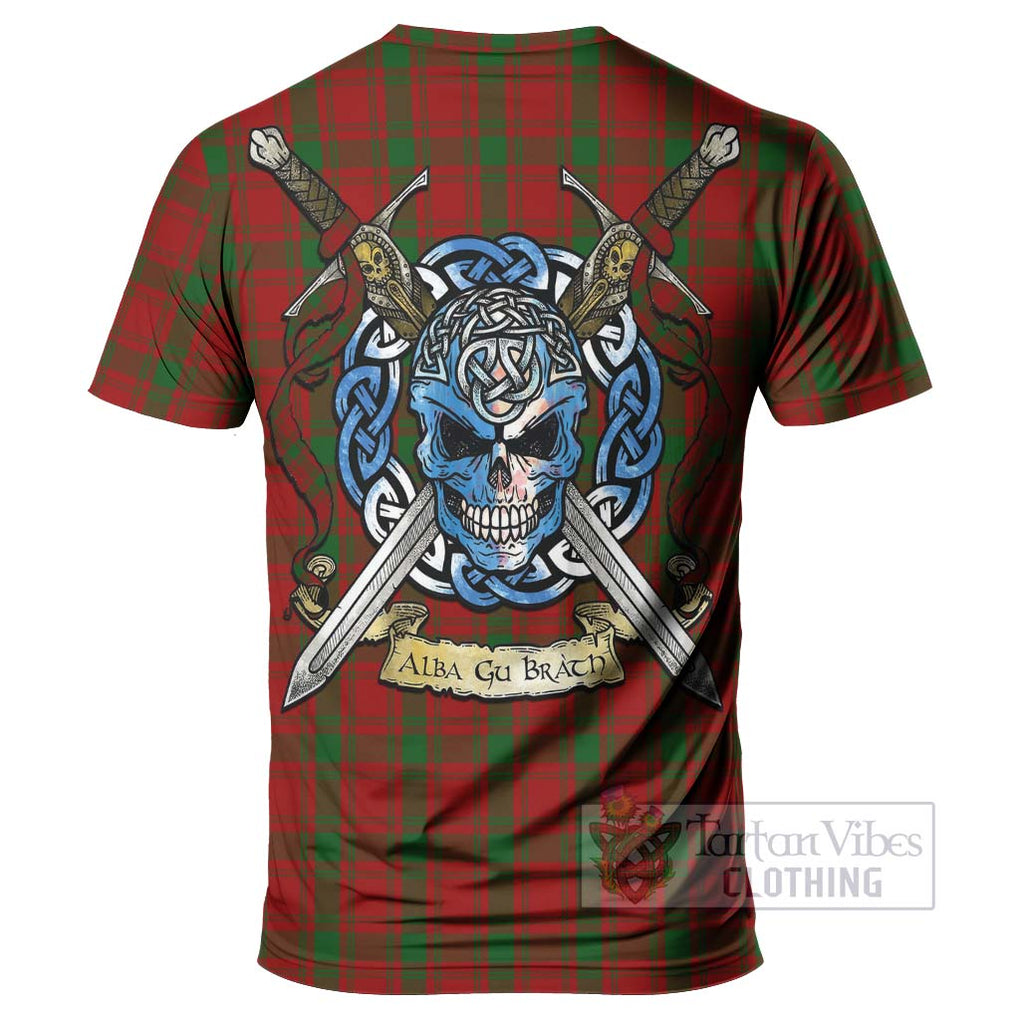 Tartan Vibes Clothing MacQuarrie (McQuarrie) Tartan T-Shirt with Family Crest Celtic Skull Style