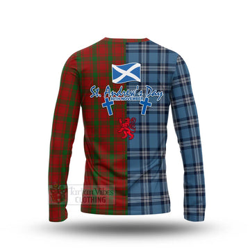 MacQuarrie (McQuarrie) Tartan Long Sleeve T-Shirt Happy St. Andrew's Day Half Tartan Style