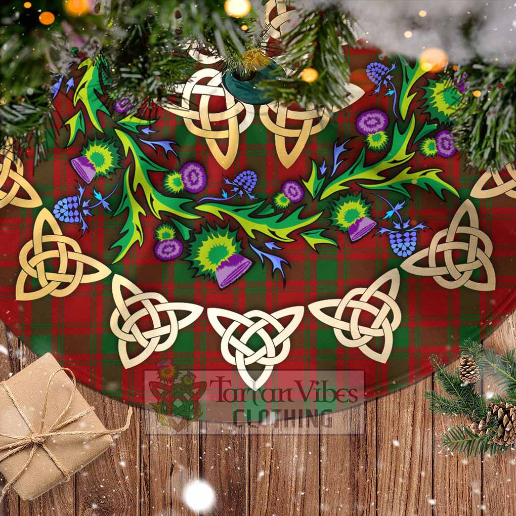 Tartan Vibes Clothing MacQuarrie (McQuarrie) Tartan Christmas Tree Skirt with Thistle Celtic Knot Style