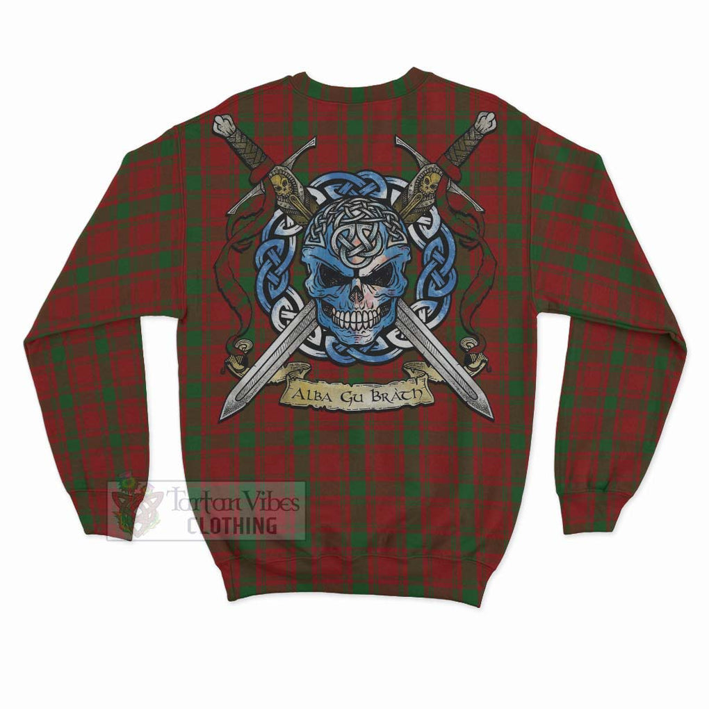 Tartan Vibes Clothing MacQuarrie (McQuarrie) Tartan Sweatshirt with Family Crest Celtic Skull Style