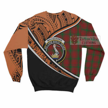 MacQuarrie (McQuarrie) Crest Tartan Sweatshirt with Polynesian Vibes Style - Orange Version