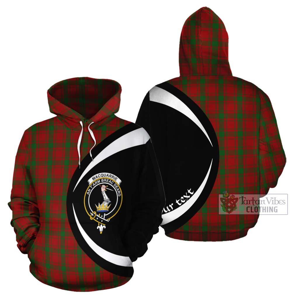 Tartan Vibes Clothing MacQuarrie (McQuarrie) Tartan Cotton Hoodie with Family Crest Circle Style