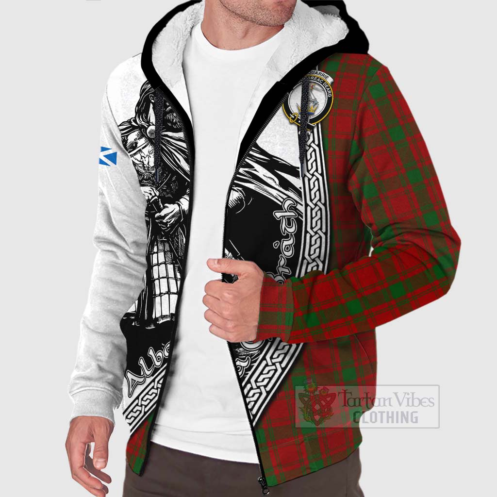 Tartan Vibes Clothing MacQuarrie (McQuarrie) Tartan Clan Crest Sherpa Hoodie with Highlander Warrior Celtic Style