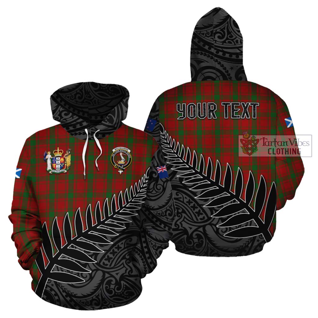 Tartan Vibes Clothing MacQuarrie (McQuarrie) Crest Tartan Cotton Hoodie with New Zealand Silver Fern Half Style