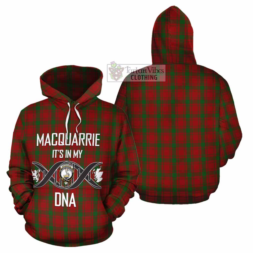 Tartan Vibes Clothing MacQuarrie (McQuarrie) Tartan Cotton Hoodie with Family Crest DNA In Me Style