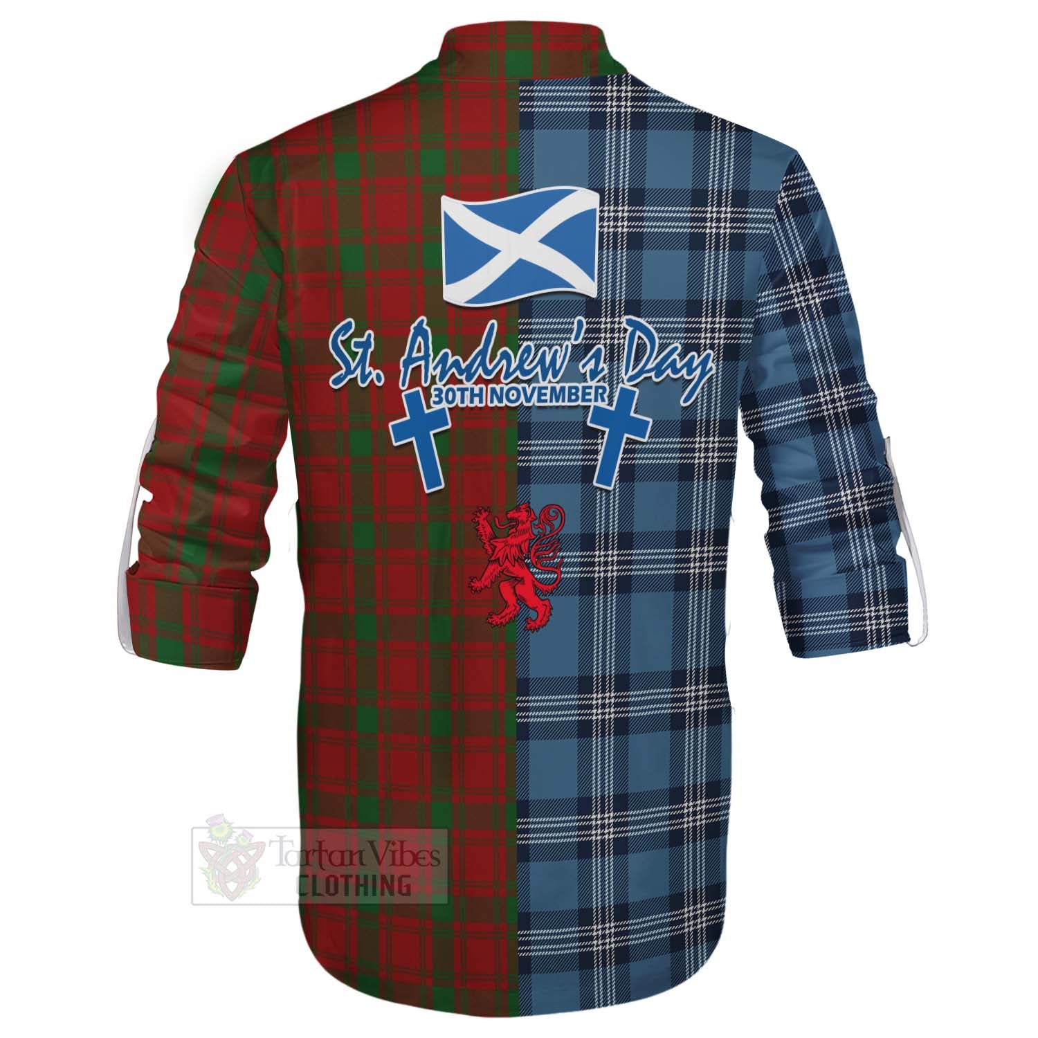 Tartan Vibes Clothing MacQuarrie (McQuarrie) Tartan Ghillie Kilt Shirt Happy St. Andrew's Day Half Tartan Style