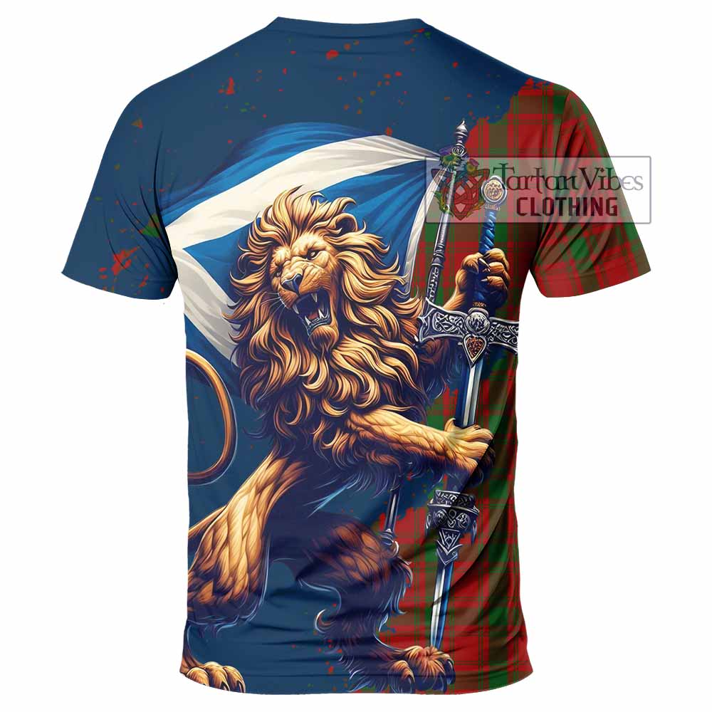 Tartan Vibes Clothing MacQuarrie (McQuarrie) Tartan Family Crest T-Shirt with Scottish Majestic Lion