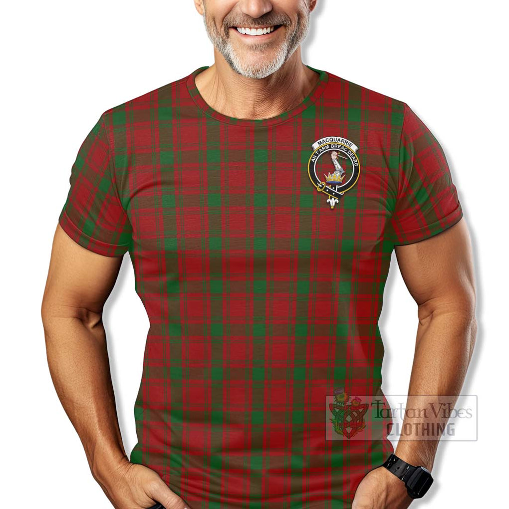 Tartan Vibes Clothing MacQuarrie (McQuarrie) Tartan T-Shirt with Family Crest Celtic Skull Style