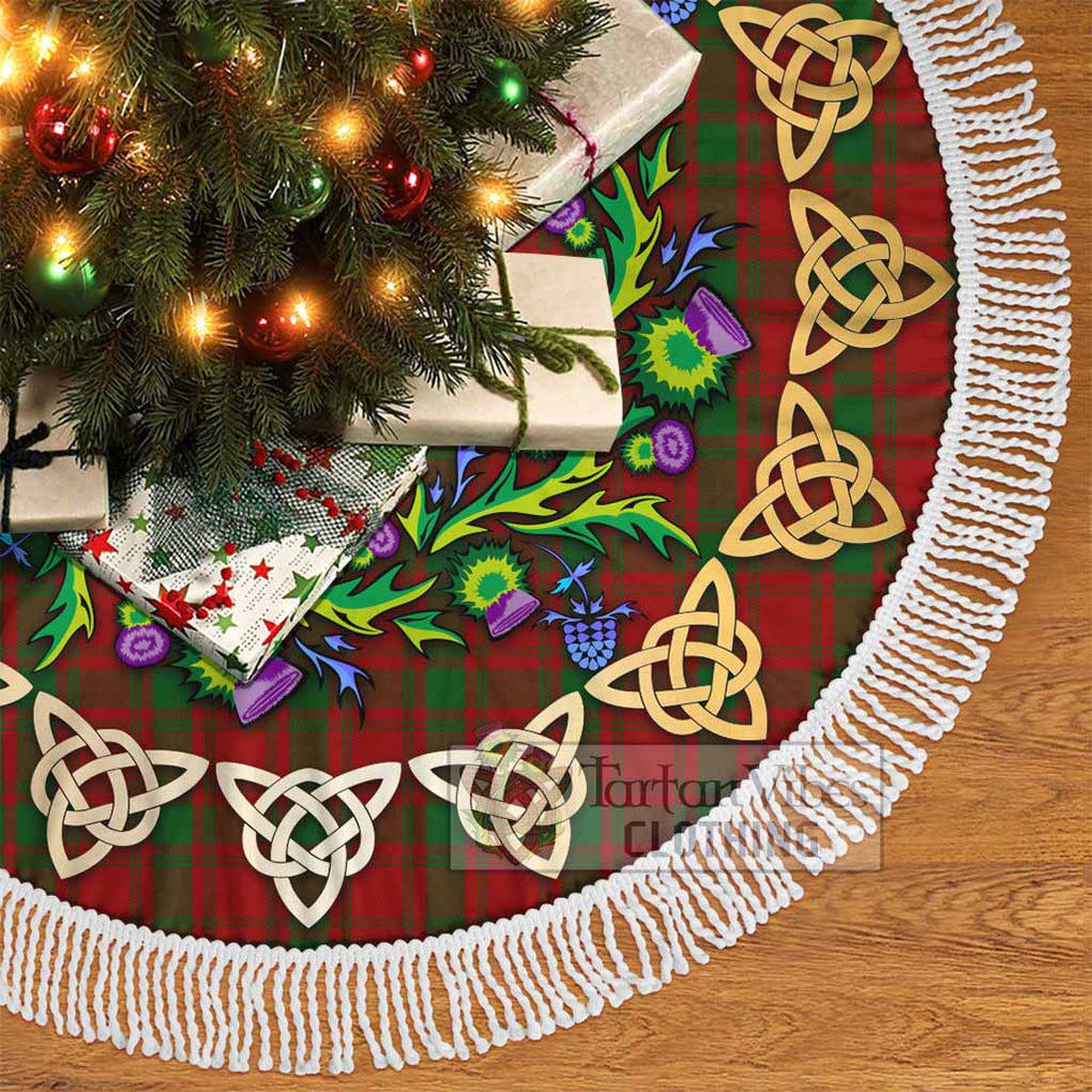 Tartan Vibes Clothing MacQuarrie (McQuarrie) Tartan Christmas Tree Skirt with Thistle Celtic Knot Style