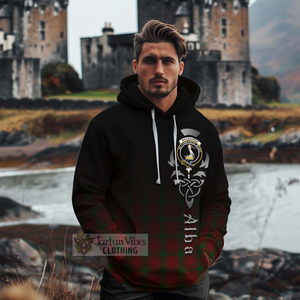 Tartan Vibes Clothing MacQuarrie (McQuarrie) Tartan Cotton Hoodie Featuring Alba Gu Brath Family Crest Celtic Inspired