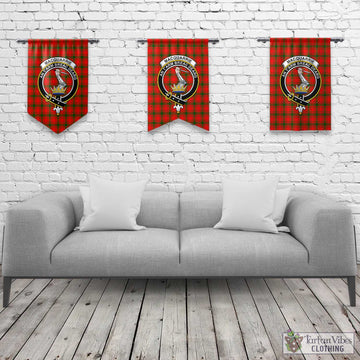 MacQuarrie Modern Tartan Gonfalon, Tartan Banner with Family Crest