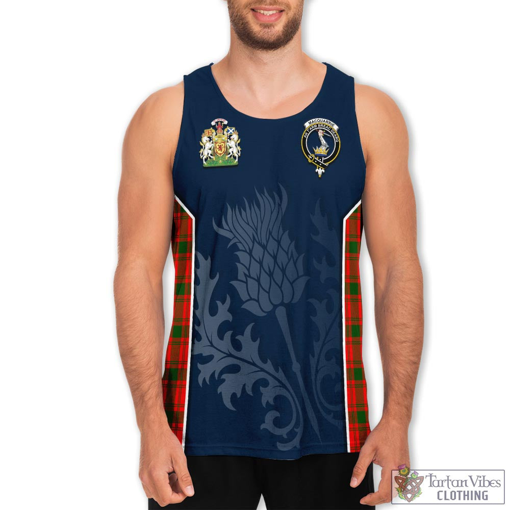 Tartan Vibes Clothing MacQuarrie Modern Tartan Men's Tanks Top with Family Crest and Scottish Thistle Vibes Sport Style