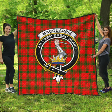 MacQuarrie Modern Tartan Quilt with Family Crest