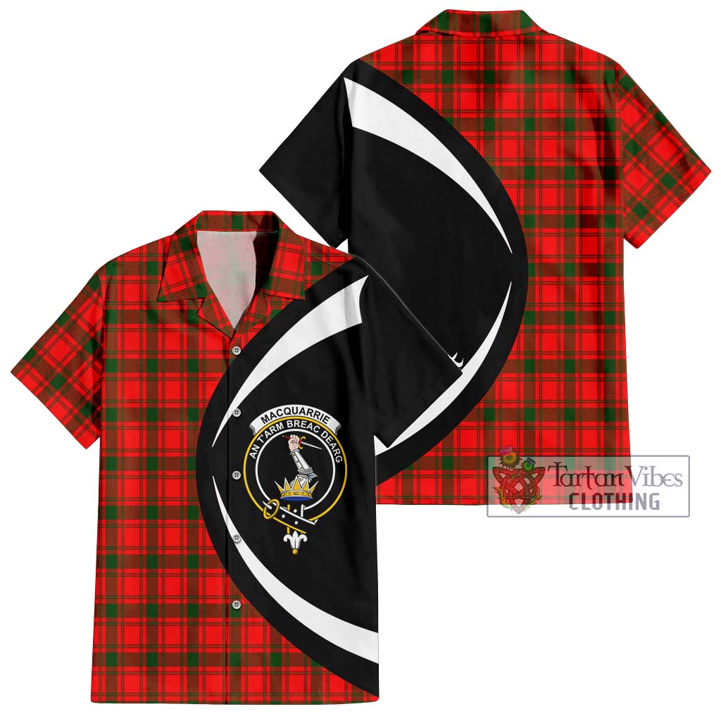 MacQuarrie Modern Tartan Short Sleeve Button Up with Family Crest Circle Style Kid - Tartan Vibes Clothing