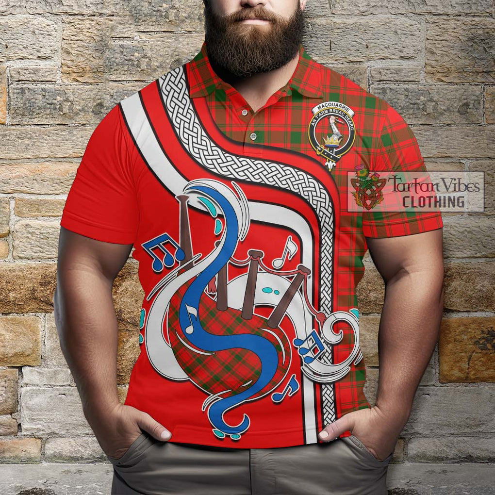 Tartan Vibes Clothing MacQuarrie Modern Tartan Polo Shirt with Epic Bagpipe Style