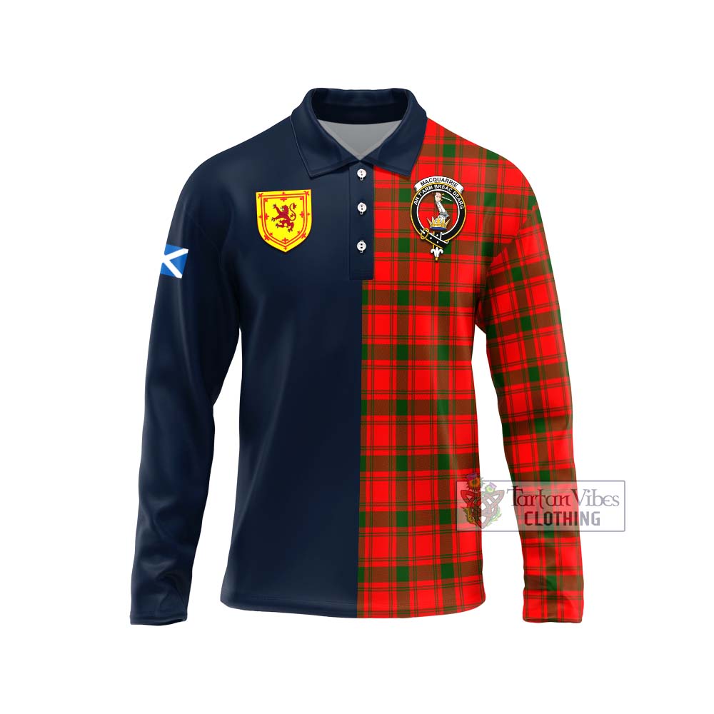 Tartan Vibes Clothing MacQuarrie Modern Tartan Long Sleeve Polo Shirt with Scottish Lion Royal Arm Half Style