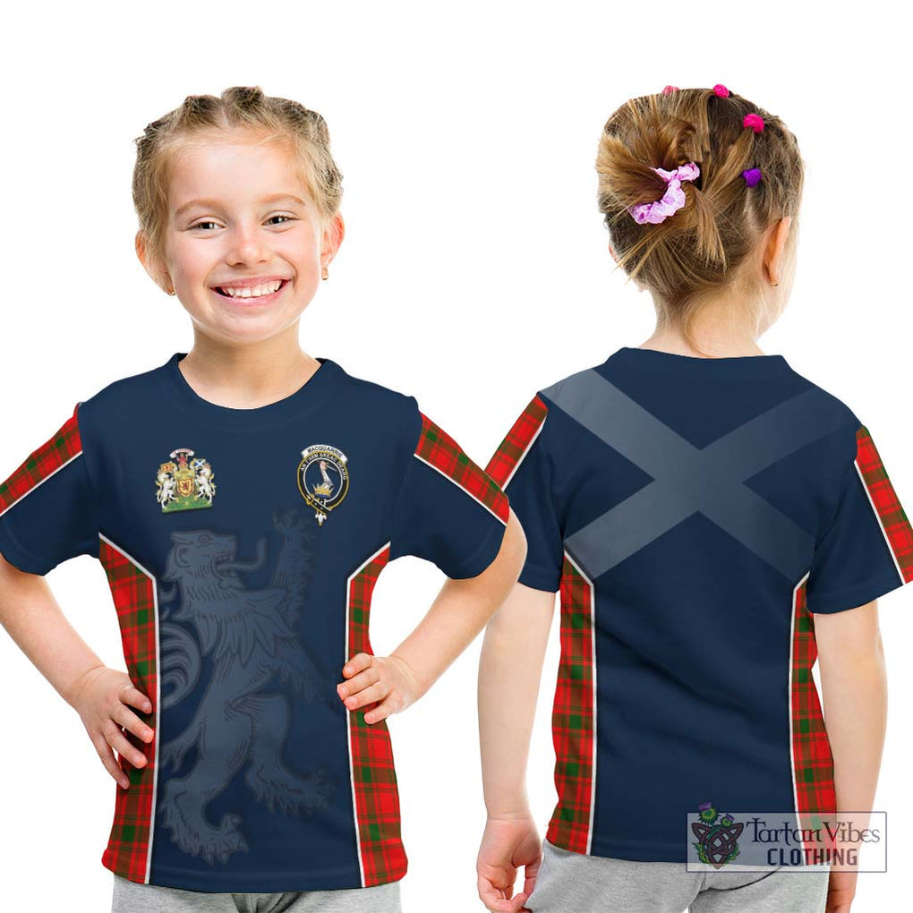 MacQuarrie Modern Tartan Kid T-Shirt with Family Crest and Lion Rampant Vibes Sport Style - Tartan Vibes Clothing