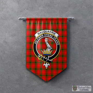 MacQuarrie Modern Tartan Gonfalon, Tartan Banner with Family Crest