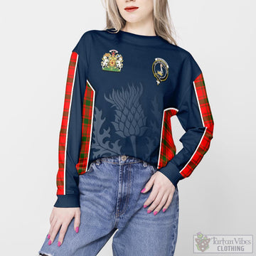 MacQuarrie Modern Tartan Sweatshirt with Family Crest and Scottish Thistle Vibes Sport Style