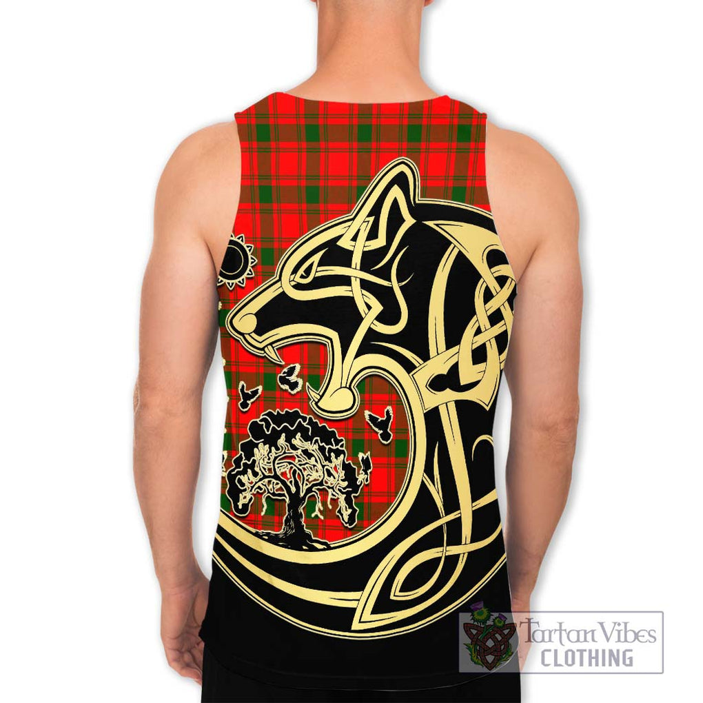 MacQuarrie Modern Tartan Men's Tank Top with Family Crest Celtic Wolf Style - Tartan Vibes Clothing