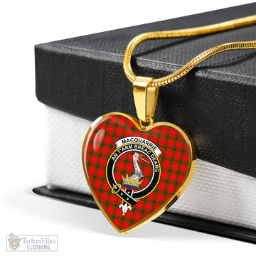 MacQuarrie Modern Tartan Heart Necklace with Family Crest