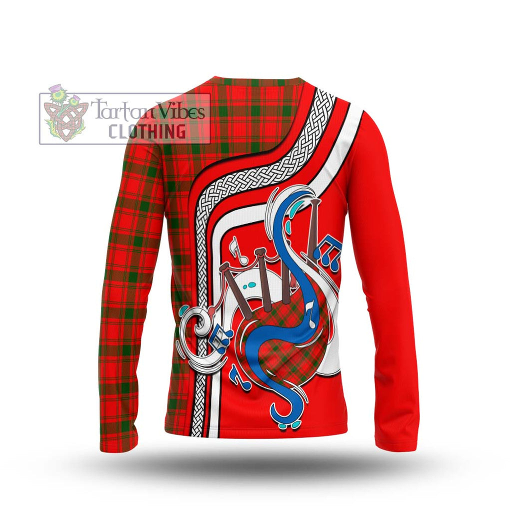 Tartan Vibes Clothing MacQuarrie Modern Tartan Long Sleeve T-Shirt with Epic Bagpipe Style