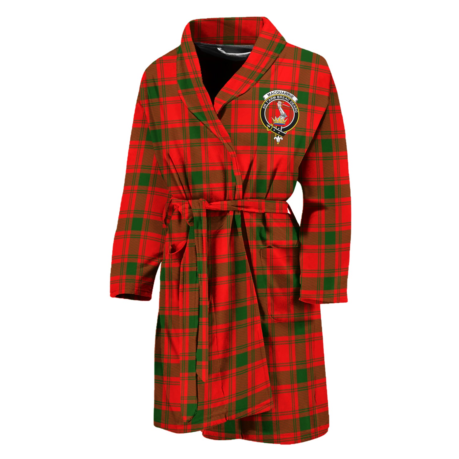 MacQuarrie Modern Tartan Bathrobe with Family Crest Unisex M - Tartan Vibes Clothing