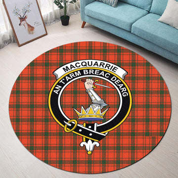 MacQuarrie Modern Tartan Round Rug with Family Crest