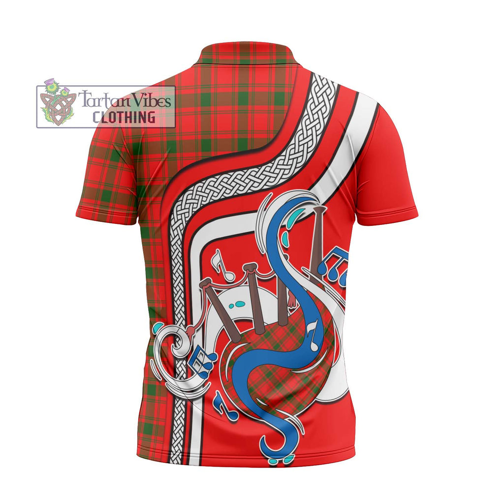 MacQuarrie Modern Tartan Zipper Polo Shirt with Epic Bagpipe Style - Tartanvibesclothing Shop