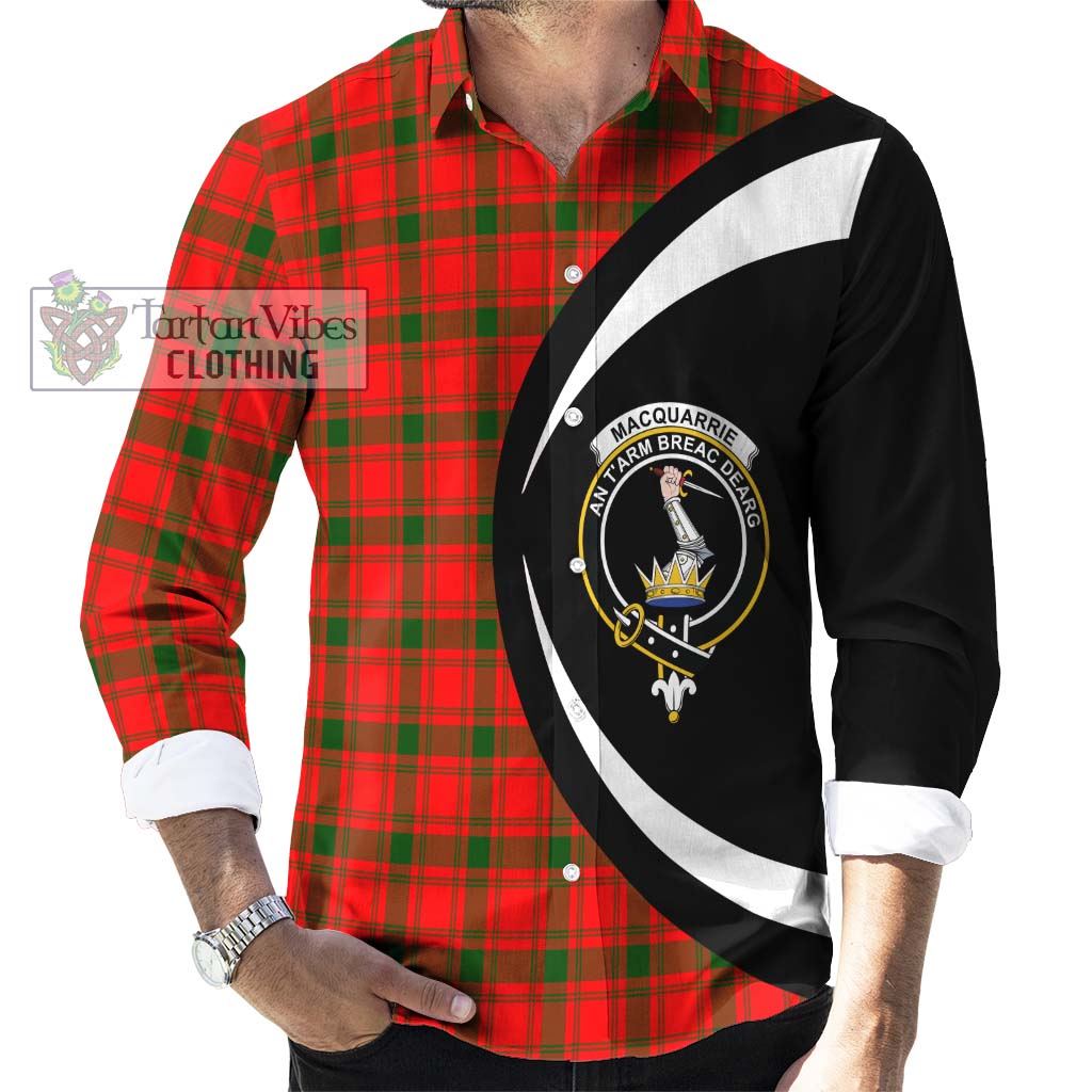 MacQuarrie Modern Tartan Long Sleeve Button Up with Family Crest Circle Style - Tartan Vibes Clothing