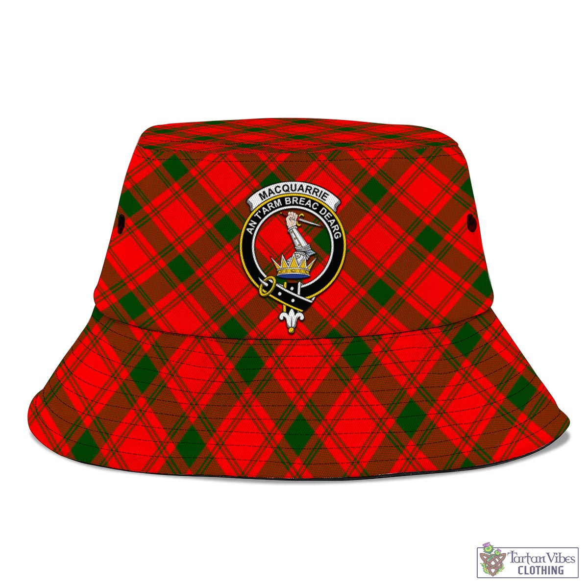 Tartan Vibes Clothing MacQuarrie Modern Tartan Bucket Hat with Family Crest