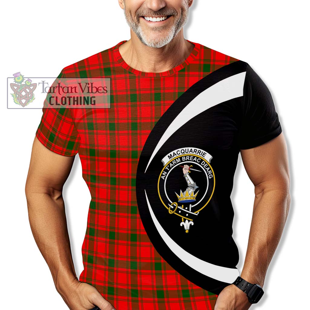 Tartan Vibes Clothing MacQuarrie Modern Tartan T-Shirt with Family Crest Circle Style