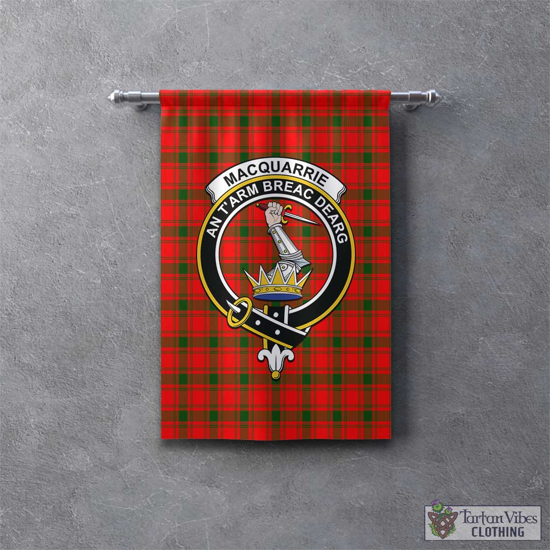 Tartan Vibes Clothing MacQuarrie Modern Tartan Gonfalon, Tartan Banner with Family Crest