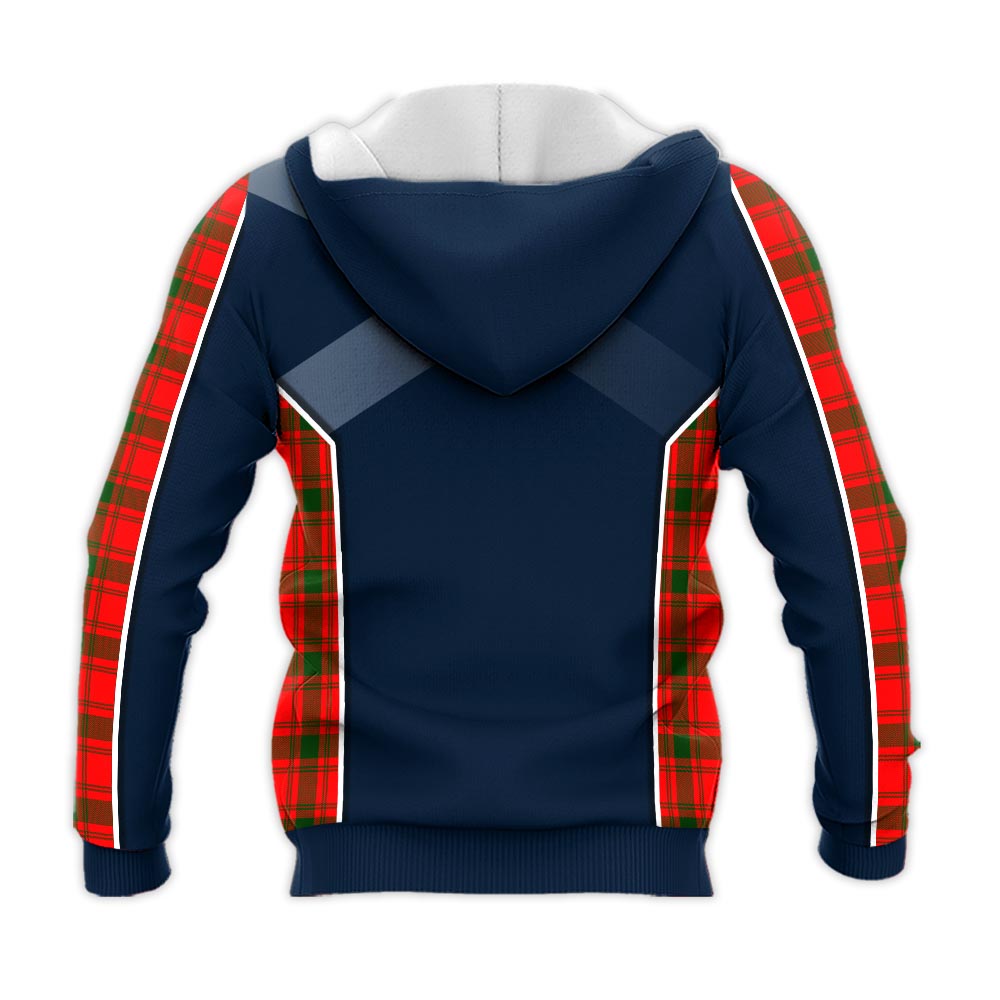 Tartan Vibes Clothing MacQuarrie Modern Tartan Knitted Hoodie with Family Crest and Scottish Thistle Vibes Sport Style