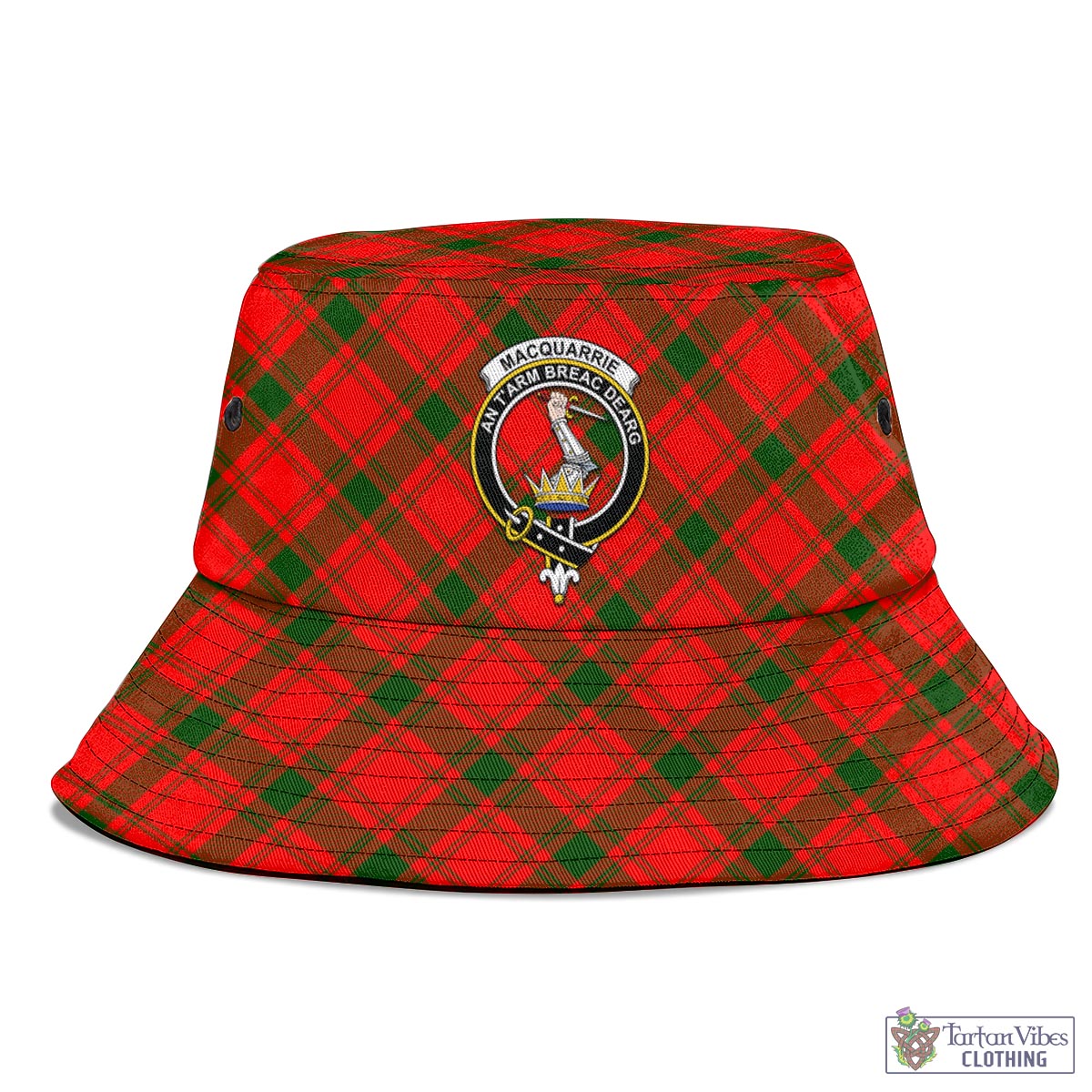 Tartan Vibes Clothing MacQuarrie Modern Tartan Bucket Hat with Family Crest