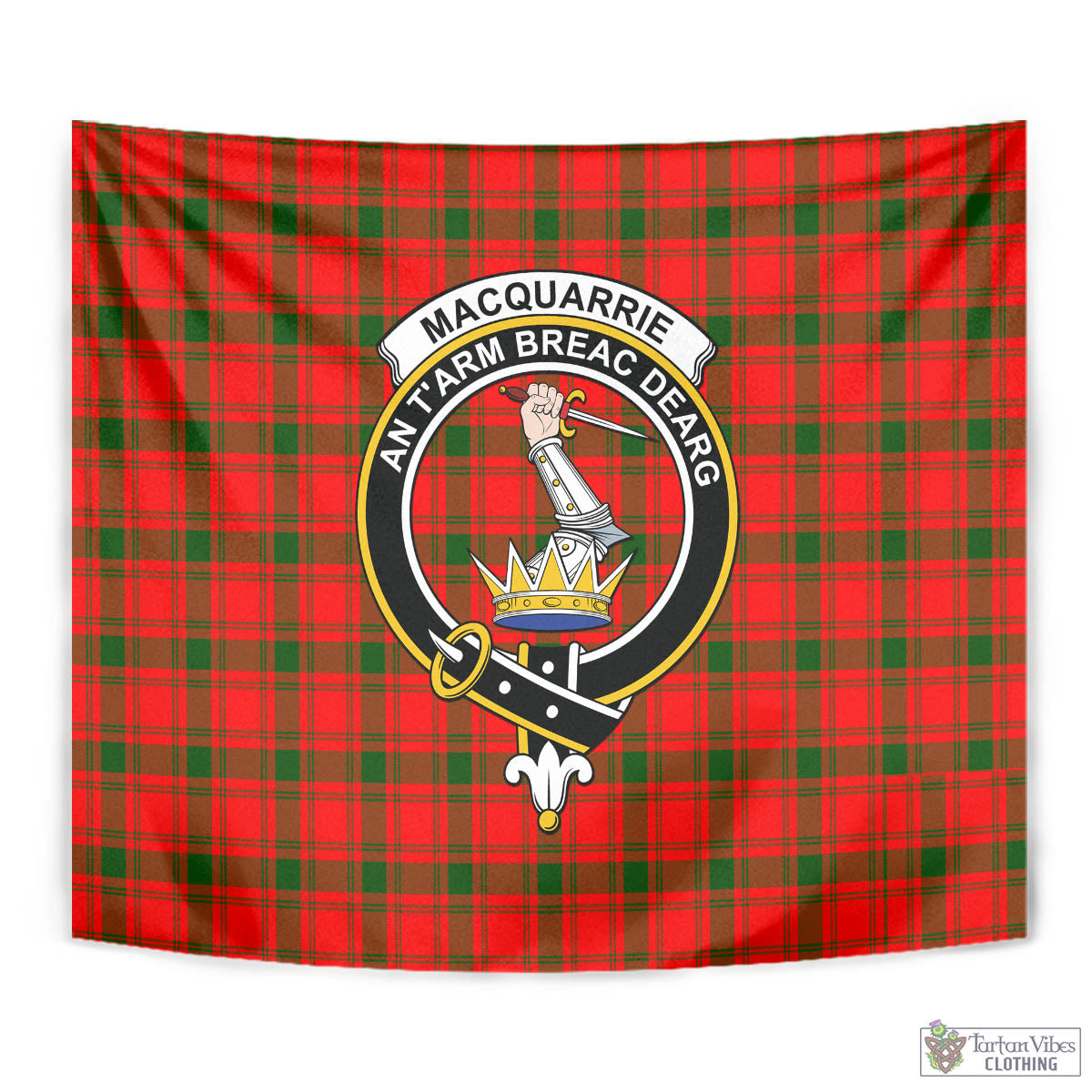 Tartan Vibes Clothing MacQuarrie Modern Tartan Tapestry Wall Hanging and Home Decor for Room with Family Crest