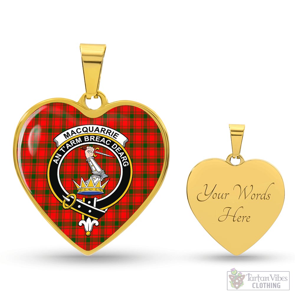 Tartan Vibes Clothing MacQuarrie Modern Tartan Heart Necklace with Family Crest