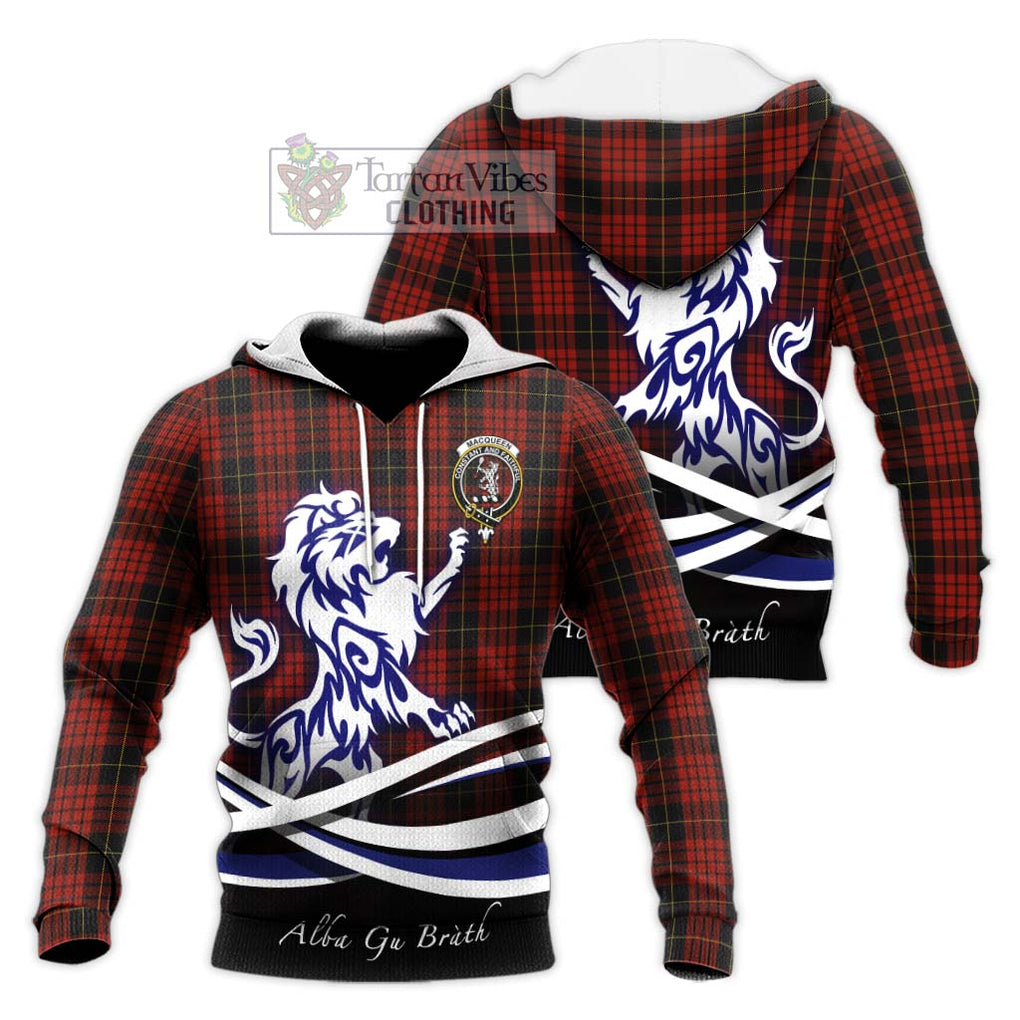 MacQueen (McQueen) Tartan Knitted Hoodie with Alba Gu Brath Regal Lion Emblem Unisex Knitted Pullover Hoodie - Tartanvibesclothing Shop