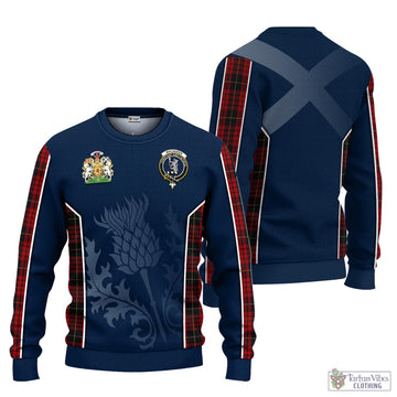 MacQueen (McQueen) Tartan Knitted Sweatshirt with Family Crest and Scottish Thistle Vibes Sport Style