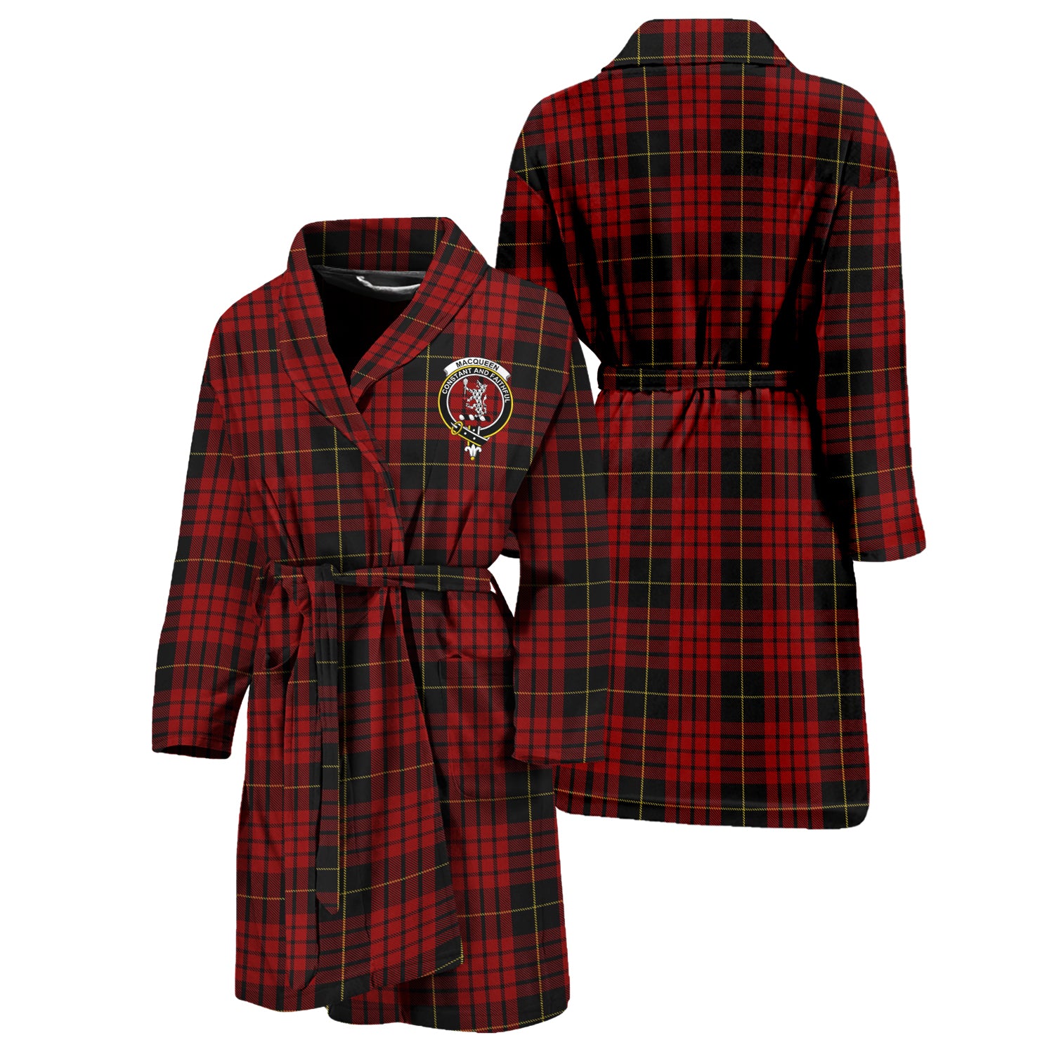 MacQueen (McQueen) Tartan Bathrobe with Family Crest Unisex S - Tartan Vibes Clothing