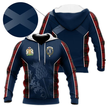 MacQueen (McQueen) Tartan Knitted Hoodie with Family Crest and Scottish Thistle Vibes Sport Style