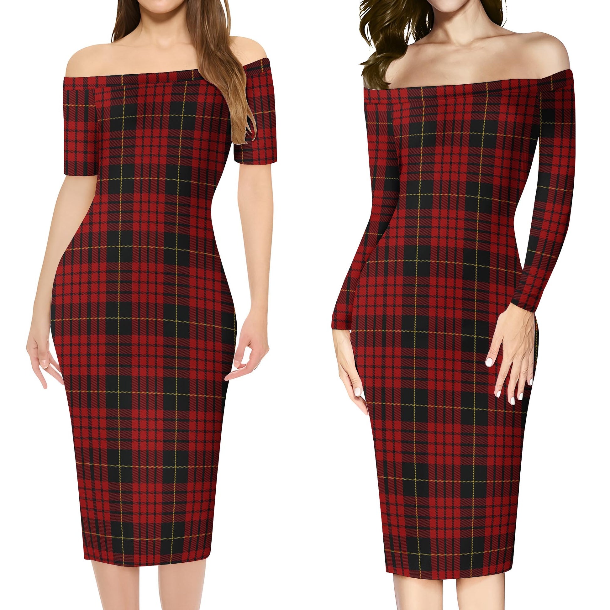 MacQueen Tartan Off Shoulder Lady Dress Women's Dress - Tartanvibesclothing