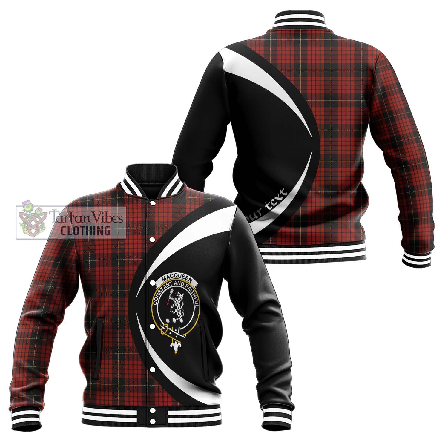 MacQueen (McQueen) Tartan Baseball Jacket with Family Crest Circle Style Unisex - Tartan Vibes Clothing