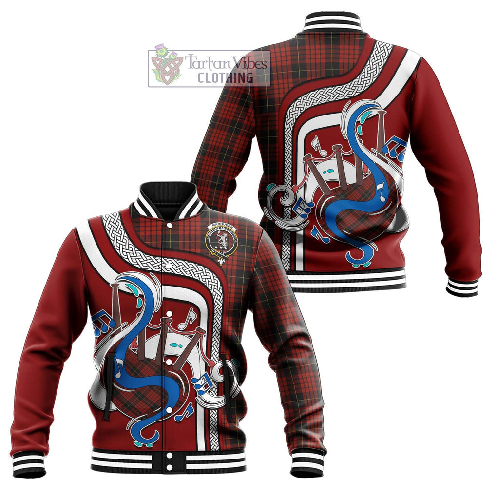 Tartan Vibes Clothing MacQueen Tartan Baseball Jacket with Epic Bagpipe Style