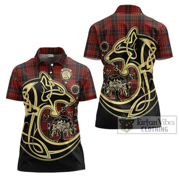 MacQueen (McQueen) Tartan Women's Polo Shirt with Family Crest Celtic Wolf Style