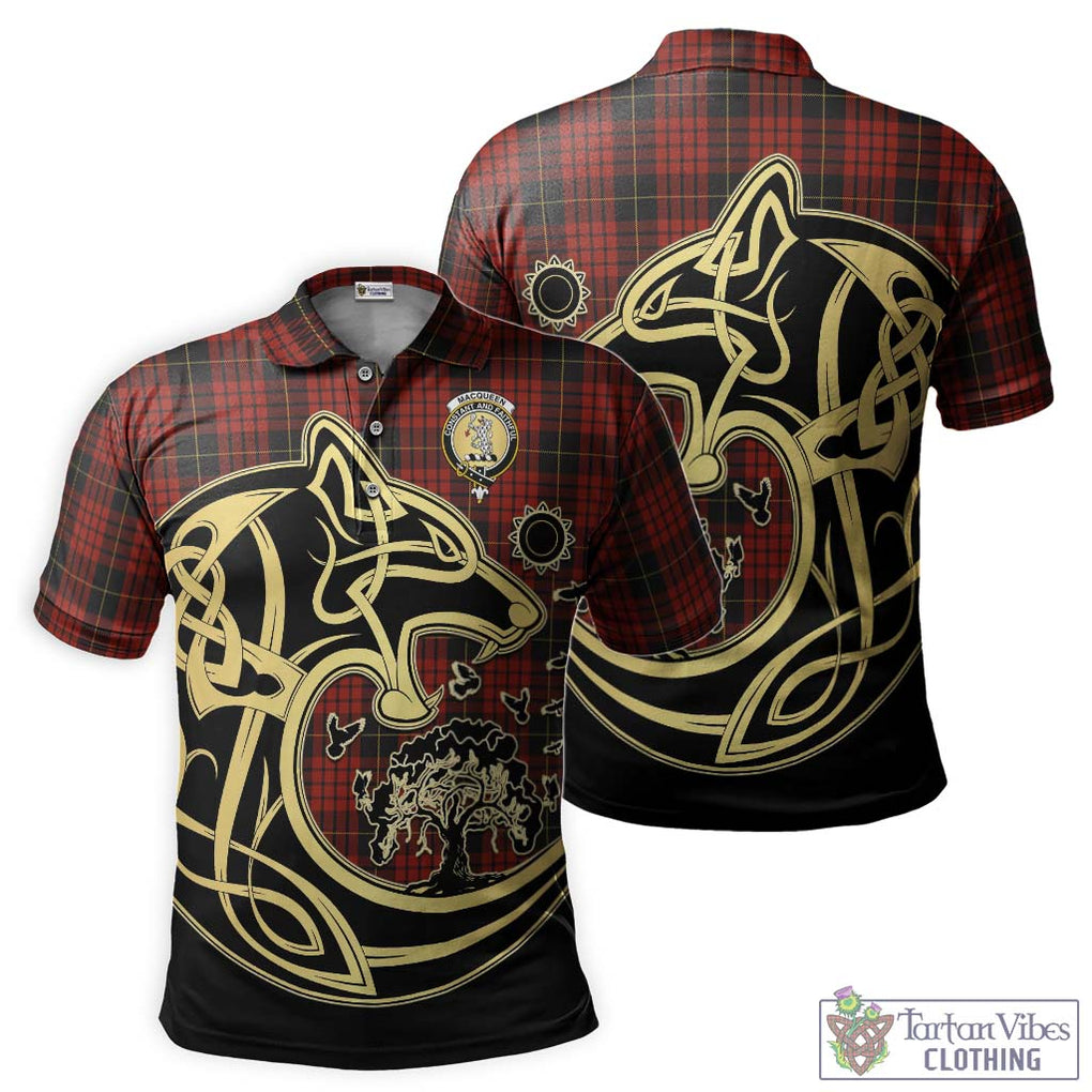 MacQueen (McQueen) Tartan Polo Shirt with Family Crest Celtic Wolf Style Kid - Tartan Vibes Clothing