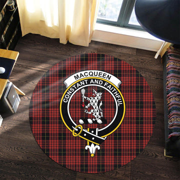 MacQueen (McQueen) Tartan Round Rug with Family Crest