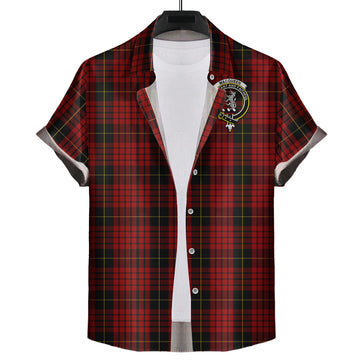 MacQueen (McQueen) Tartan Short Sleeve Button Down Shirt with Family Crest